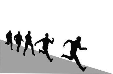 Illustration of run black male silhouettes