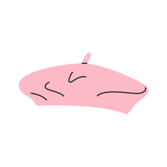 Fashion women beret. Stylish elegant cap, classic female french hat cartoon style. Vector flat illustration