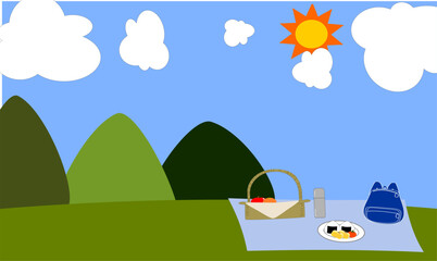 山でピクニック