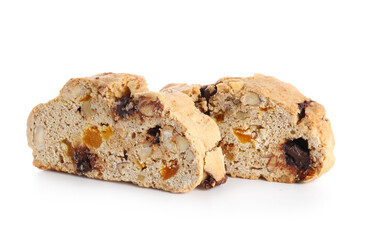 Delicious biscotti cookies isolated on white background
