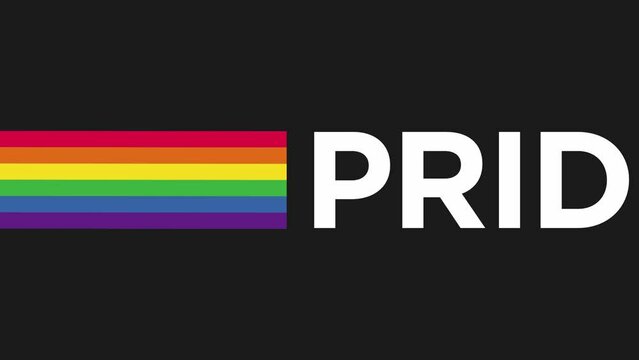 Gay Pride Month in June. Word PRIDE passing by with a rainbow flag. Original color symbol of gay pride concept video 4K