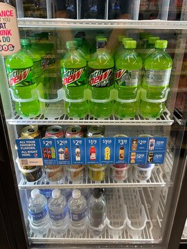 Walmart interior Mtn dew drink coolers with prices
