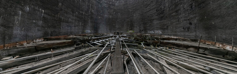 Old abandoned post-Soviet coal power plant in Hungary near Budapest