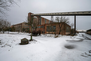 Old abandoned post-Soviet coal power plant in Hungary near Budapest