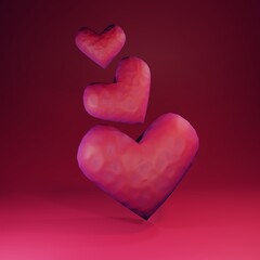 3d cartoon shape of a red heart in the style of clay modeling.  Illustration of digital rendering. 3d cartoon shape of a red heart in the style of modeling clay . Digital rendering illustration