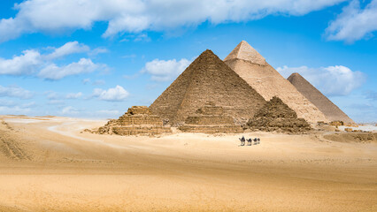 A view of the Pyramids of Giza, Egypt.