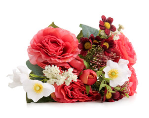 Bouquet of beautiful flowers isolated on white background
