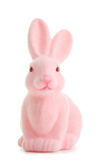 Pink Easter bunny isolated on white background