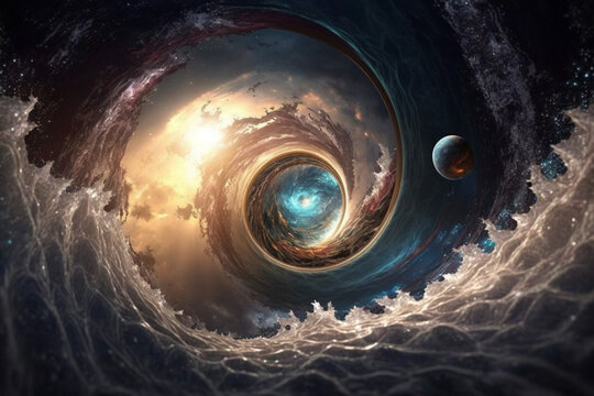 Abstract wave and spiral nebula generative AI