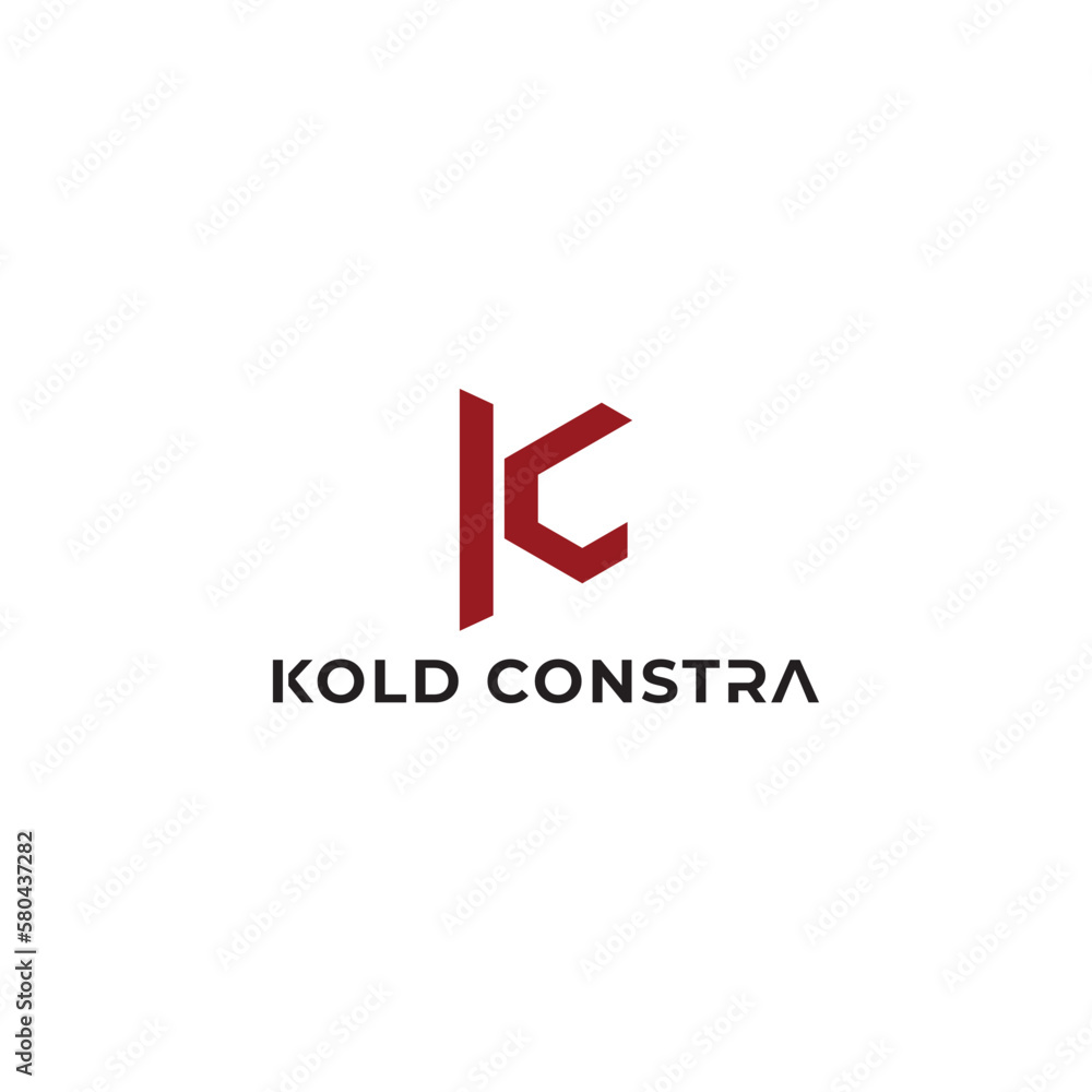 Poster abstract initial letter kc or ck logo in red color isolated in white background applied for construc