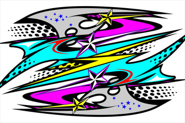 Obraz premium racing background vector design with a unique stripe pattern and bright colors, as well as a star effect. suitable for your racing design.