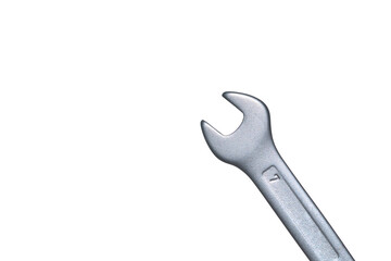 Macro photography of wrench isolated on white background