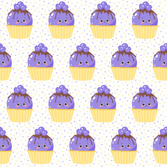 Vector seamless pattern with fruit ice creams on a white background. Cold dessert. Summer sweetness.