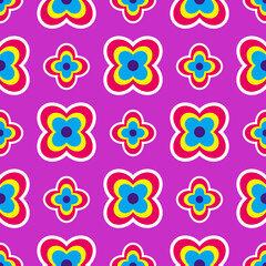 Y2K floral pattern. Funny funky retro flowers background