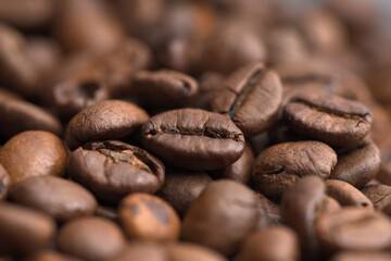 Macro photography of arabica and robusta coffee mix