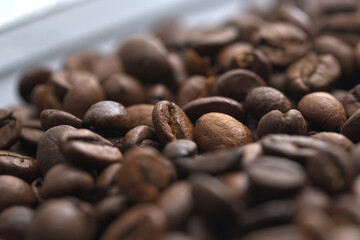 Macro photography of arabica and robusta coffee mix