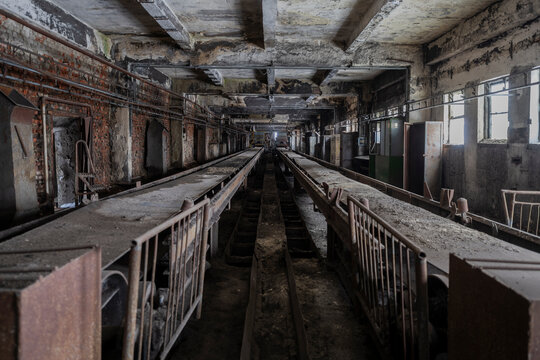 Old abandoned post-Soviet coal power plant in Hungary near Budapest