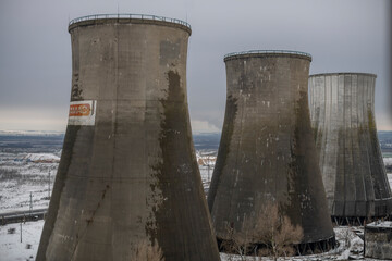 Old abandoned post-Soviet coal power plant in Hungary near Budapest