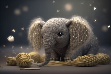 soft plush cute toy, baby elephant, robot design made of expensive textiles. generative artificial intelligence.