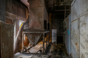 Old abandoned post-Soviet coal power plant in Hungary near Budapest