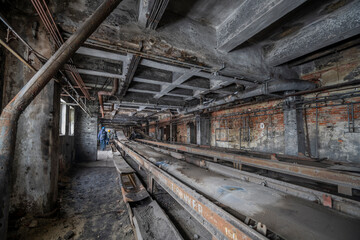 Old abandoned post-Soviet coal power plant in Hungary near Budapest
