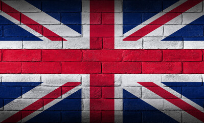 Great Britain flag painted on a brick wall - obrazy, fototapety, plakaty