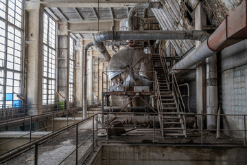 Old abandoned post-Soviet coal power plant in Hungary near Budapest