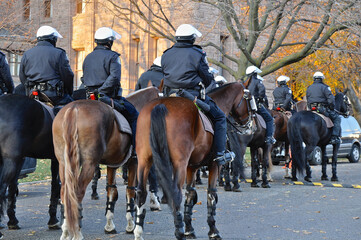 Toronto, Ontario, Canada - 11/05/2009: Mounted police in horseback, Toronto, Canada.