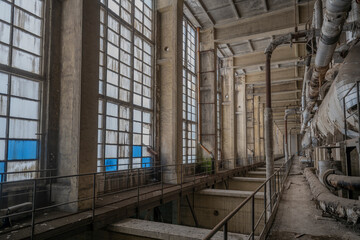 Old abandoned post-Soviet coal power plant in Hungary near Budapest