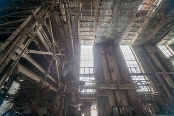 Old abandoned post-Soviet coal power plant in Hungary near Budapest