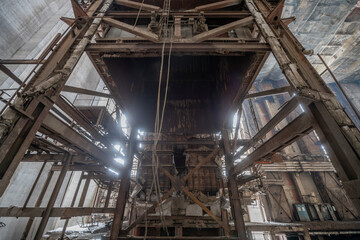 Old abandoned post-Soviet coal power plant in Hungary near Budapest