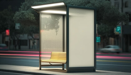 Blank advertising light box in the city, advertising mockup. AI generated image