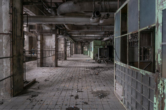 Old abandoned post-Soviet coal power plant in Hungary near Budapest