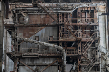 Old abandoned post-Soviet coal power plant in Hungary near Budapest