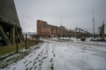 Fototapeta na wymiar Old abandoned post-Soviet coal power plant in Hungary near Budapest