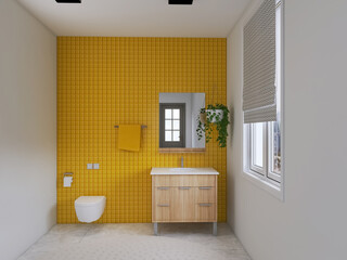 Bathroom interior design, 3d render, 3d illustration