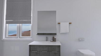 Bathroom interior design, 3d render, 3d illustration