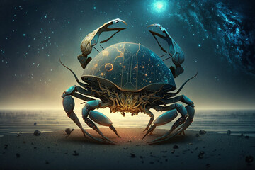 Generative AI illustration surreal astrology concept. zodiac signs. Cancer