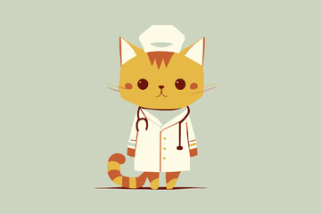 Cat nurse in a medical coat.