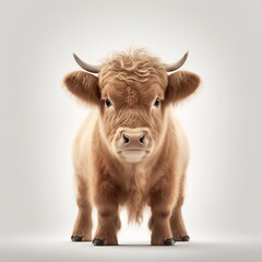 Naklejka premium Bull in front of a white background, ai