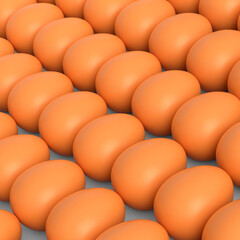 Many farm raw organic brown chicken eggs background from local market