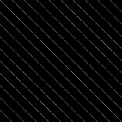 Diagonal thin dashed white lines abstract on black background. Seamless surface pattern with linear ornament. Angled broken strokes motif. Slanted pinstripes. Striped digital paper for print. Dashes.