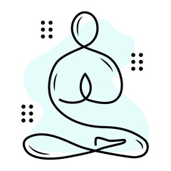 Yoga icon isolated on white background. Vector yoga woman logotype in line style. Outline design symbol.