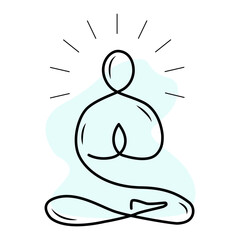 Yoga icon isolated on white background. Vector yoga woman logotype in line style. Outline design symbol.