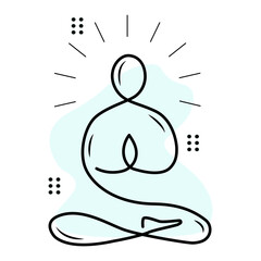 Yoga icon isolated on white background. Vector yoga woman logotype in line style. Outline design symbol.