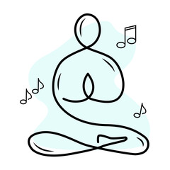 Yoga icon isolated on white background. Vector yoga woman logotype in line style. Outline design symbol.