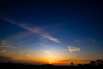 sunset with blue sky