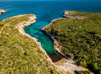 Obraz premium Beaches and shore of Mallorca, Spain. Aerial Photography, Drone Imagery