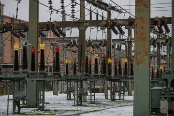 Old abandoned post-Soviet coal power plant in Hungary near Budapest