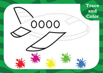 Preschool worksheet for practicing fine motor skill. Trace and color for kids. Tracing and coloring skill. tracing worksheet.